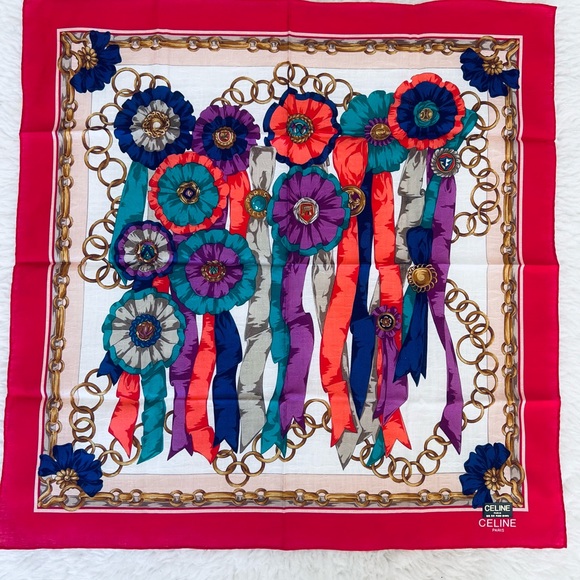 CELINE Paris Multicolor Square Bandana/Scarf NWOT - Picture 5 of 11